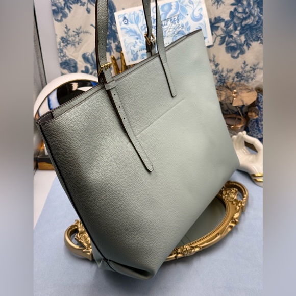 🆕 OROTON 🧿 NWOT Margot Medium Zip Tote Bag, Duck Egg Pebbled Leather - Picture 6 of 15